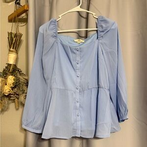 Entro Light Blue Button-Up Blouse NWOT